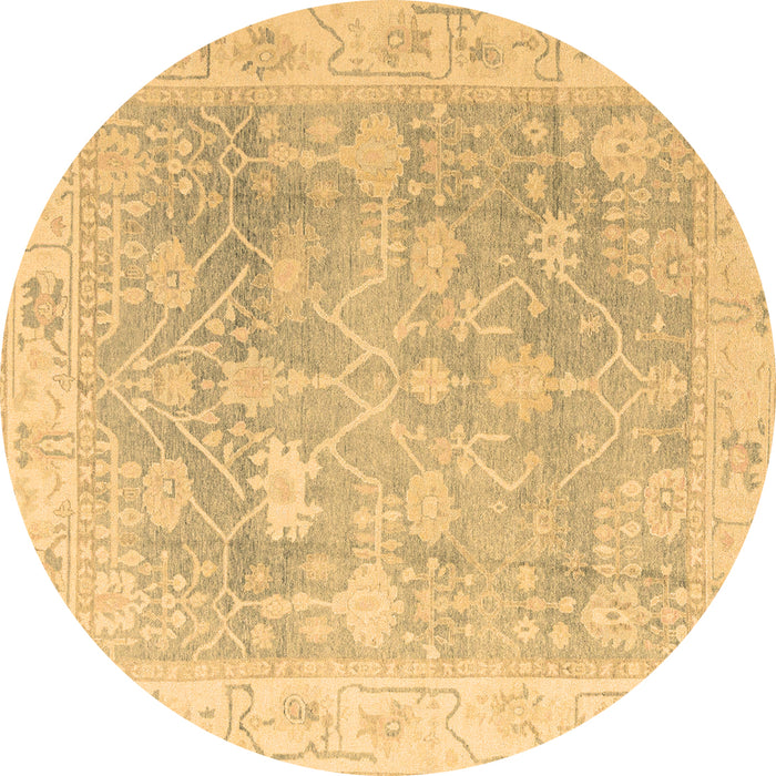 Round Machine Washable Oriental Brown Traditional Rug, wshabs4333brn