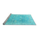 Sideview of Machine Washable Oriental Light Blue Traditional Rug, wshabs4333lblu