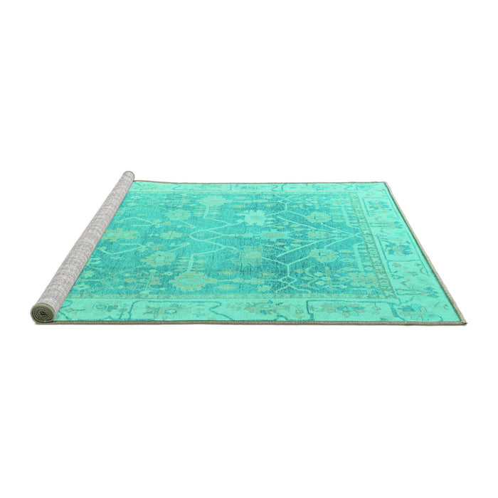 Sideview of Machine Washable Oriental Turquoise Traditional Area Rugs, wshabs4333turq