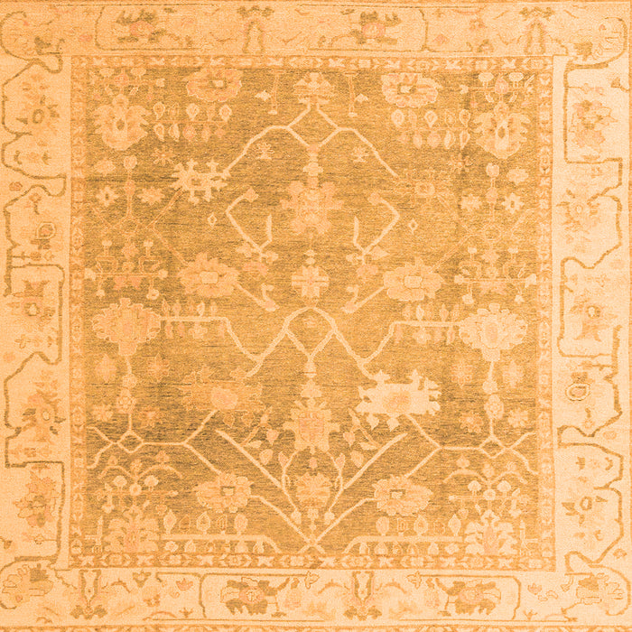 Square Machine Washable Oriental Orange Traditional Area Rugs, wshabs4333org