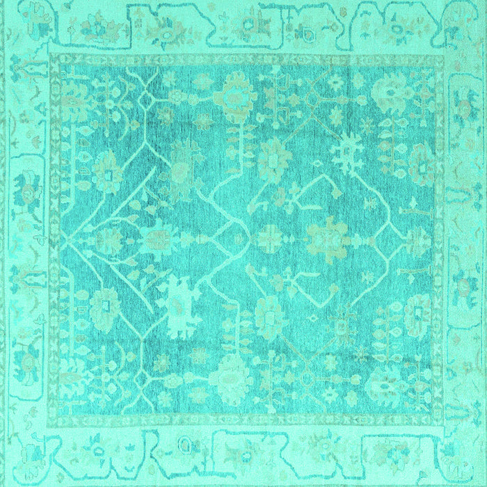 Square Oriental Turquoise Traditional Rug, abs4333turq