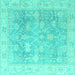 Square Oriental Turquoise Traditional Rug, abs4333turq