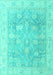 Machine Washable Oriental Turquoise Traditional Area Rugs, wshabs4333turq