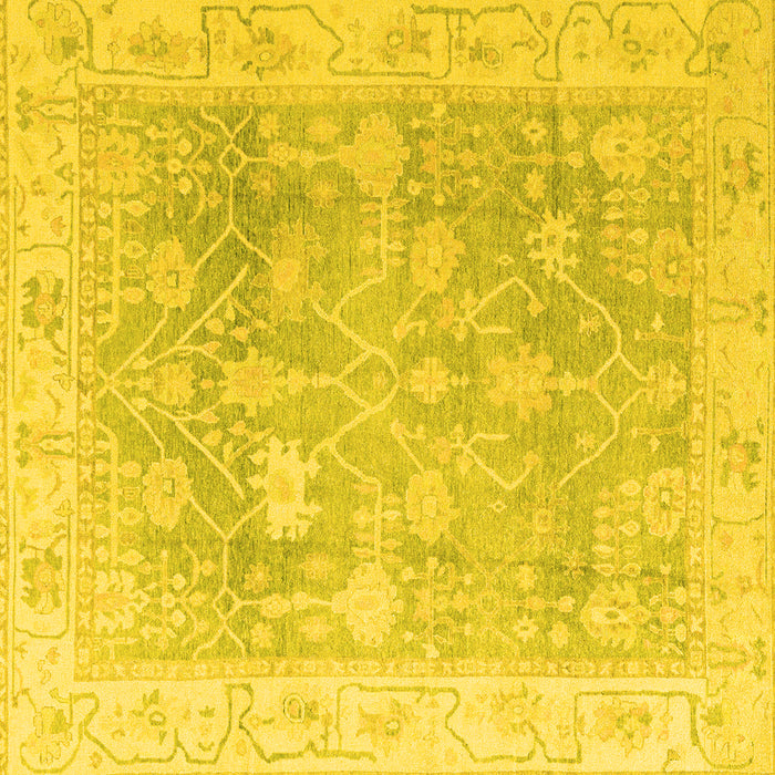 Square Machine Washable Oriental Yellow Traditional Rug, wshabs4333yw