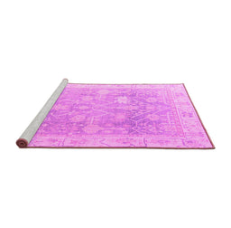 Sideview of Machine Washable Oriental Pink Traditional Rug, wshabs4333pnk