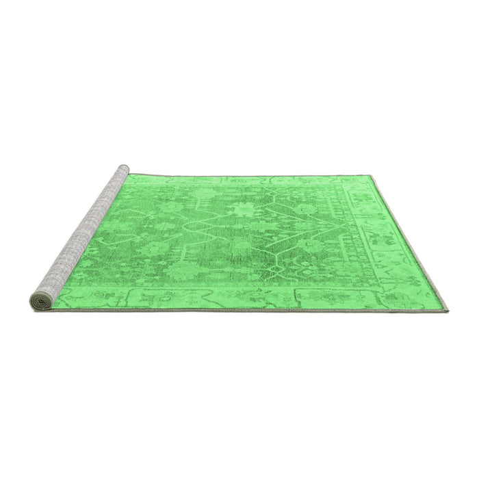 Sideview of Machine Washable Oriental Emerald Green Traditional Area Rugs, wshabs4333emgrn
