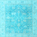 Square Machine Washable Oriental Light Blue Traditional Rug, wshabs4333lblu