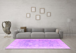 Machine Washable Oriental Purple Traditional Area Rugs in a Living Room, wshabs4333pur