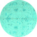 Round Oriental Turquoise Traditional Rug, abs4334turq