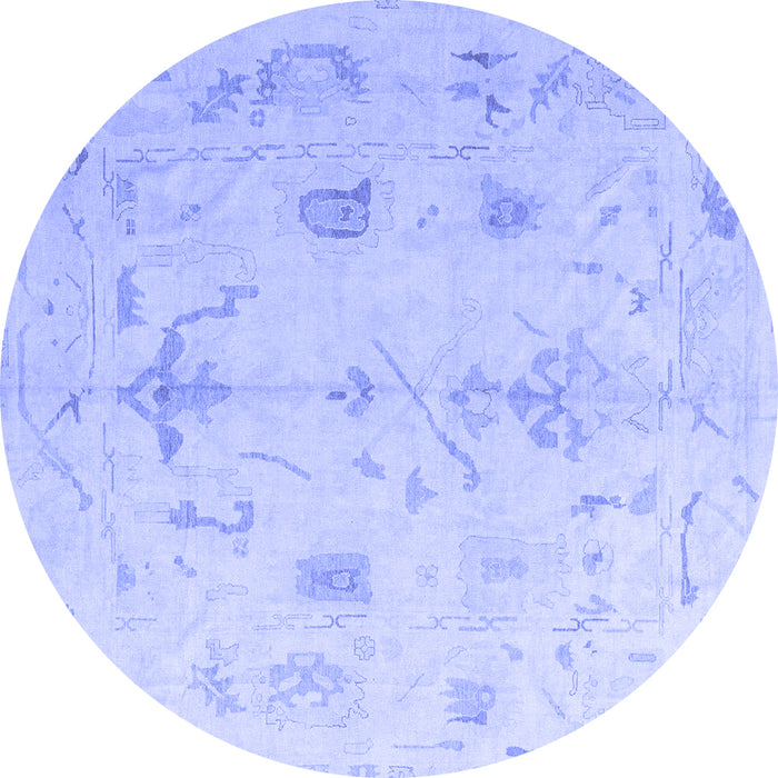 Round Oriental Blue Traditional Rug, abs4334blu