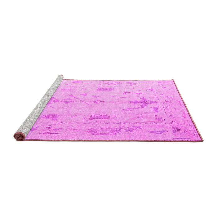 Sideview of Machine Washable Oriental Pink Traditional Rug, wshabs4334pnk