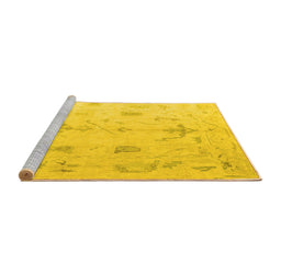 Sideview of Machine Washable Oriental Yellow Traditional Rug, wshabs4334yw