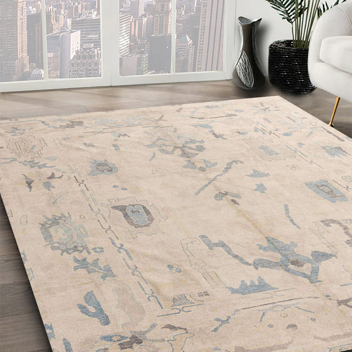 Machine Washable Abstract Tan Brown Rug in a Family Room, wshabs4334