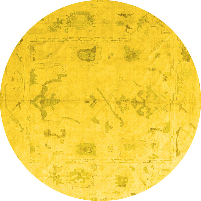 Round Oriental Yellow Traditional Rug, abs4334yw