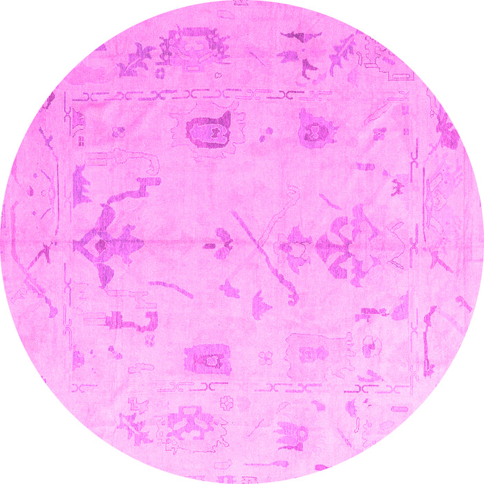 Round Machine Washable Oriental Pink Traditional Rug, wshabs4334pnk