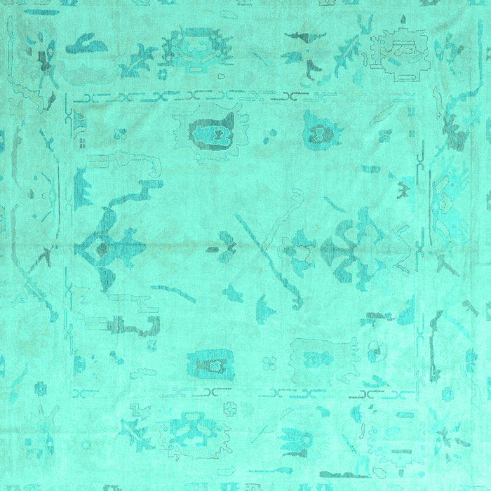 Square Oriental Turquoise Traditional Rug, abs4334turq