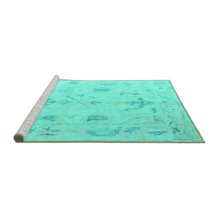 Sideview of Machine Washable Oriental Turquoise Traditional Area Rugs, wshabs4334turq