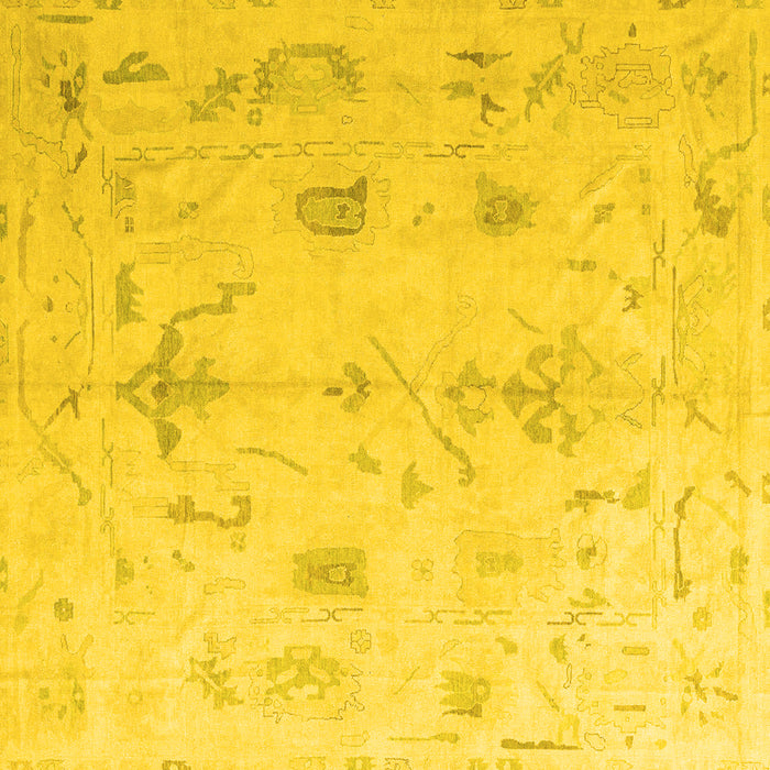 Square Oriental Yellow Traditional Rug, abs4334yw