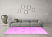 Machine Washable Oriental Pink Traditional Rug in a Living Room, wshabs4334pnk