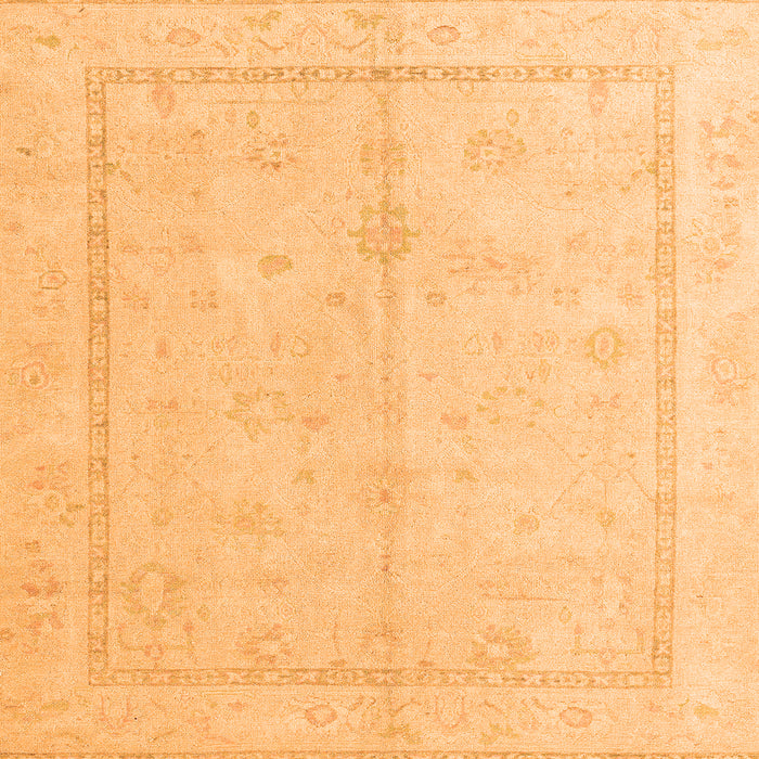 Square Machine Washable Oriental Orange Traditional Area Rugs, wshabs4335org