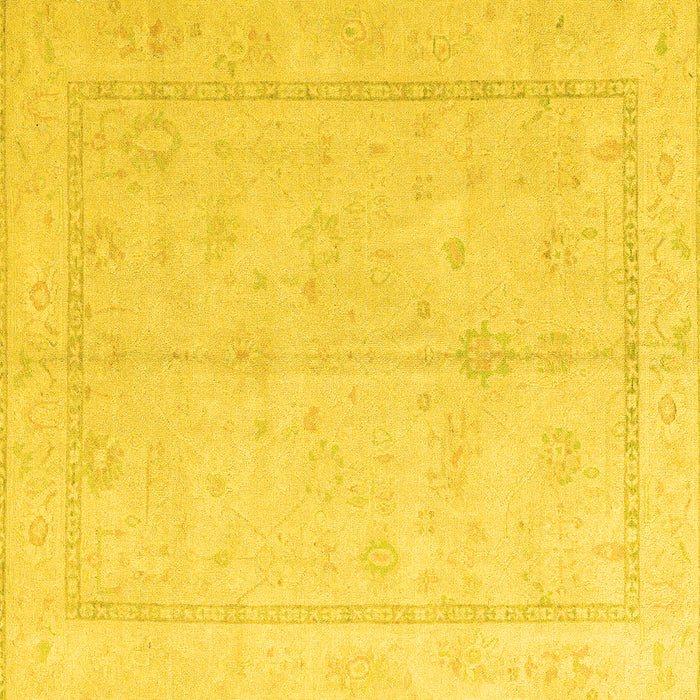 Square Machine Washable Oriental Yellow Traditional Rug, wshabs4335yw