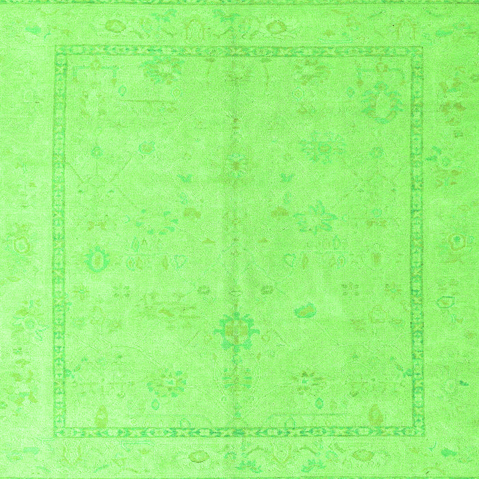 Square Oriental Green Traditional Rug, abs4335grn