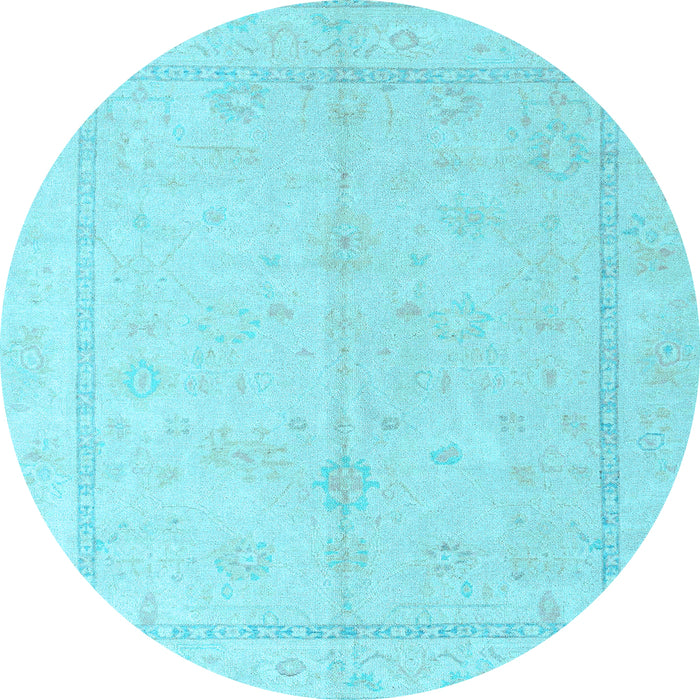 Round Oriental Light Blue Traditional Rug, abs4335lblu
