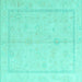 Square Oriental Turquoise Traditional Rug, abs4335turq