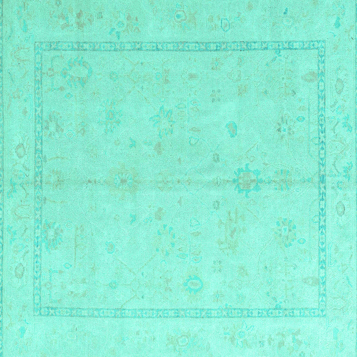 Square Machine Washable Oriental Turquoise Traditional Area Rugs, wshabs4335turq