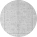 Round Machine Washable Oriental Gray Traditional Rug, wshabs4335gry