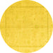 Round Oriental Yellow Traditional Rug, abs4335yw