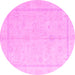 Round Oriental Pink Traditional Rug, abs4335pnk