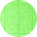 Round Oriental Green Traditional Rug, abs4335grn