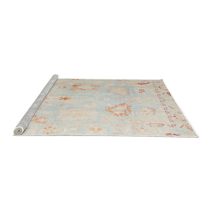 Sideview of Machine Washable Abstract White Gold Rug, wshabs4336
