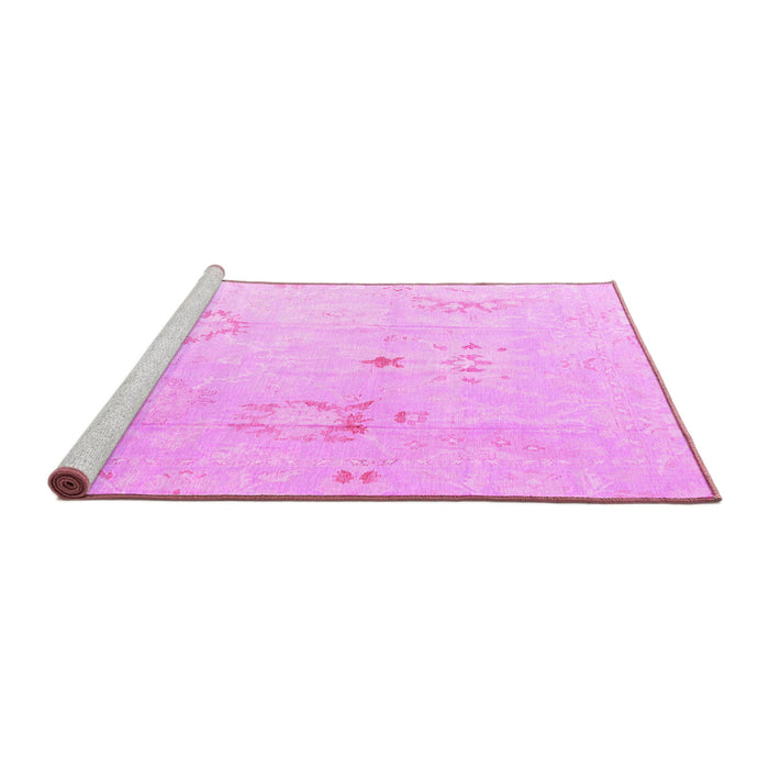 Sideview of Machine Washable Oriental Pink Traditional Rug, wshabs4336pnk