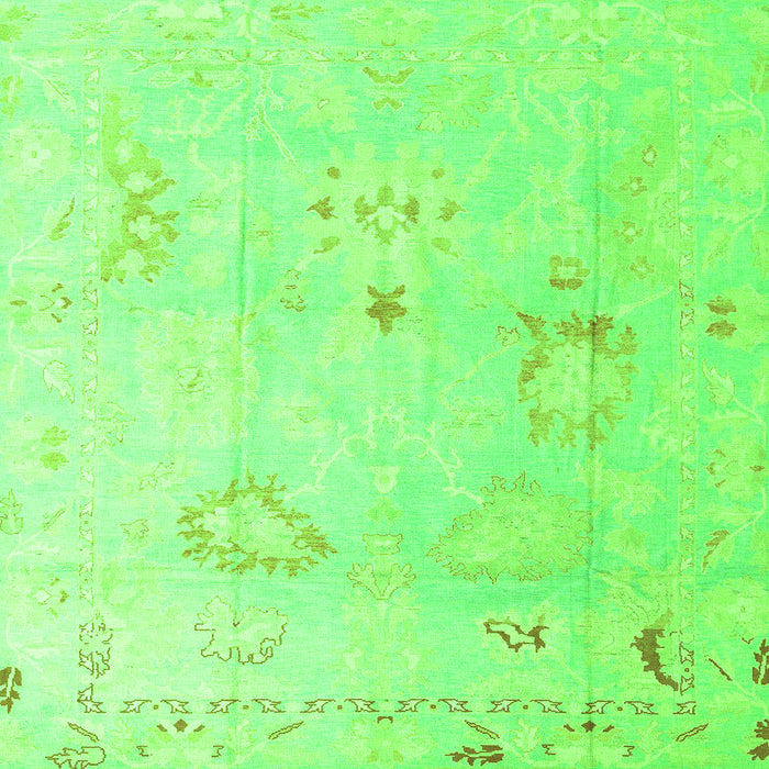 Square Machine Washable Oriental Green Traditional Area Rugs, wshabs4336grn