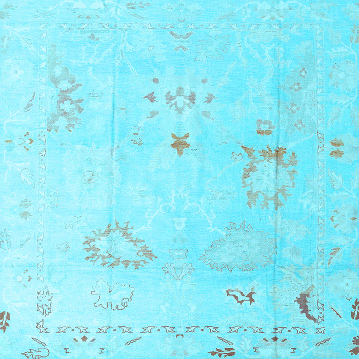 Square Oriental Light Blue Traditional Rug, abs4336lblu