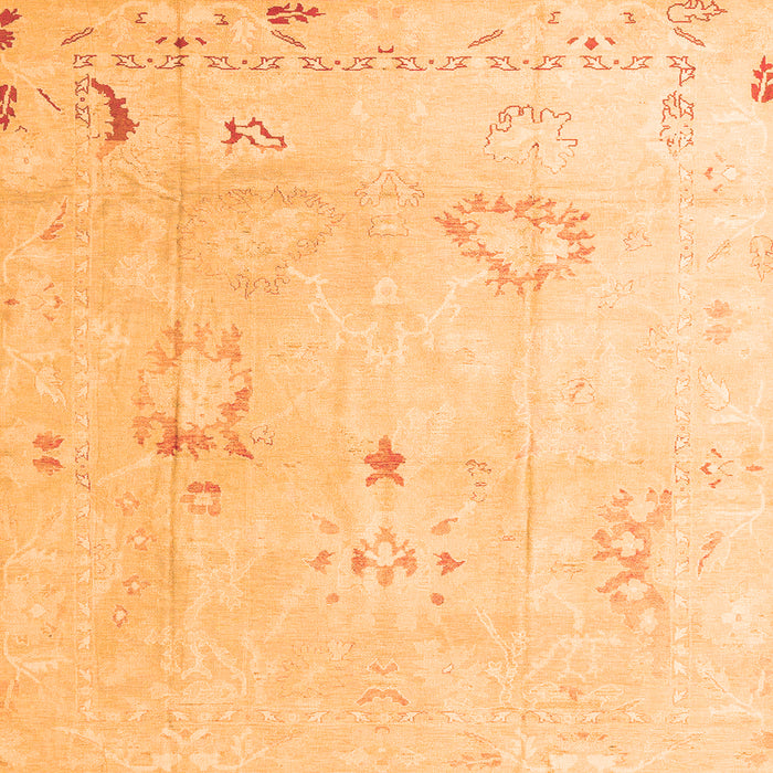 Square Machine Washable Oriental Orange Traditional Area Rugs, wshabs4336org