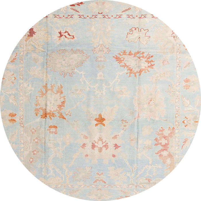 Round Abstract White Gold Oriental Rug, abs4336