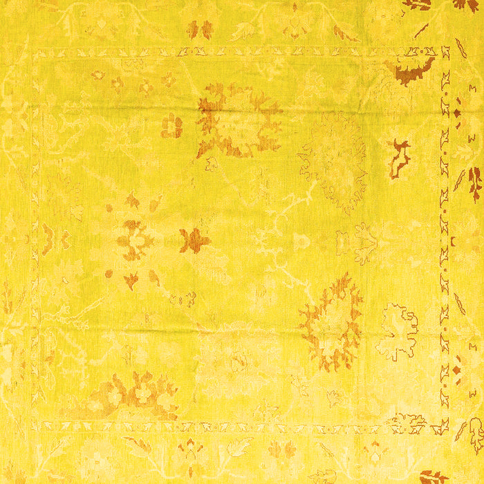 Square Oriental Yellow Traditional Rug, abs4336yw