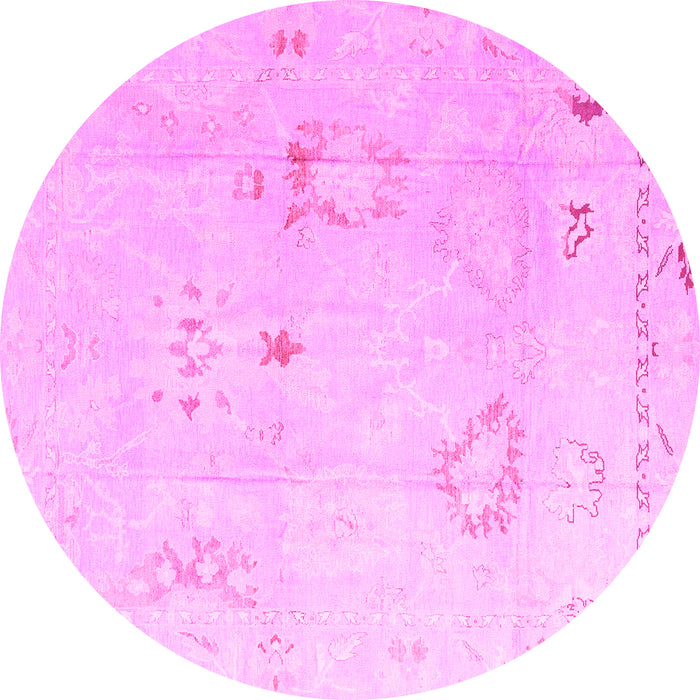 Round Oriental Pink Traditional Rug, abs4336pnk