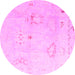 Round Oriental Pink Traditional Rug, abs4336pnk