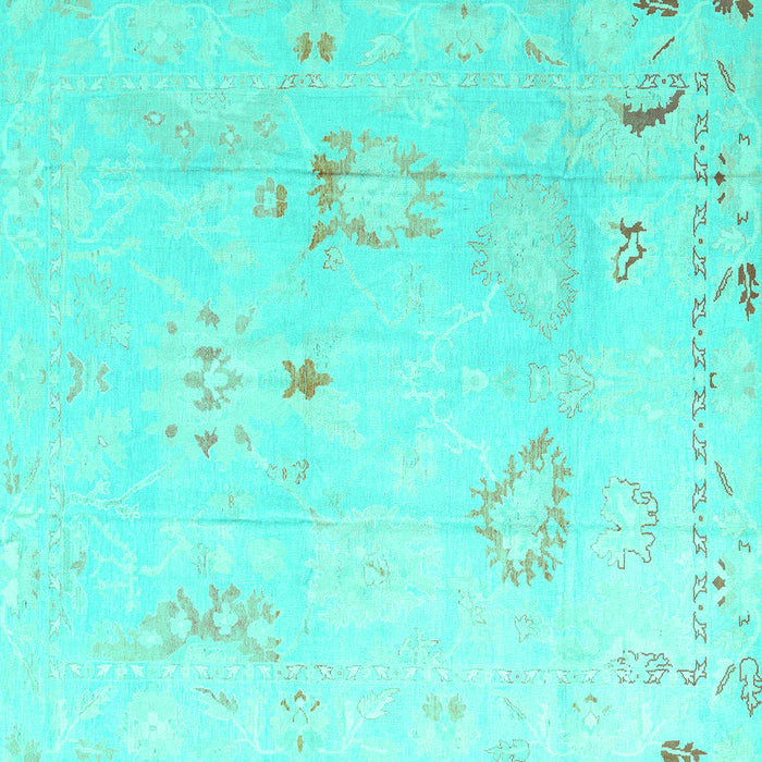 Square Oriental Turquoise Traditional Rug, abs4336turq