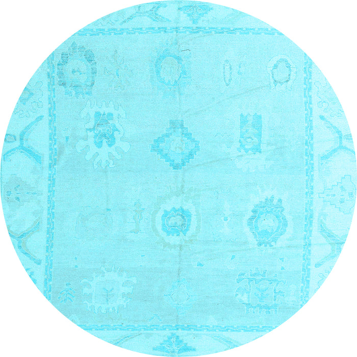 Round Oriental Light Blue Traditional Rug, abs4337lblu