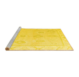 Sideview of Machine Washable Oriental Yellow Traditional Rug, wshabs4337yw