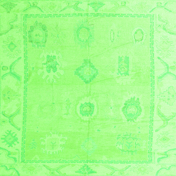 Square Oriental Green Traditional Rug, abs4337grn