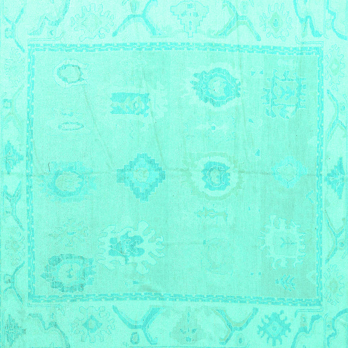 Square Machine Washable Oriental Turquoise Traditional Area Rugs, wshabs4337turq