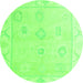 Round Oriental Green Traditional Rug, abs4337grn