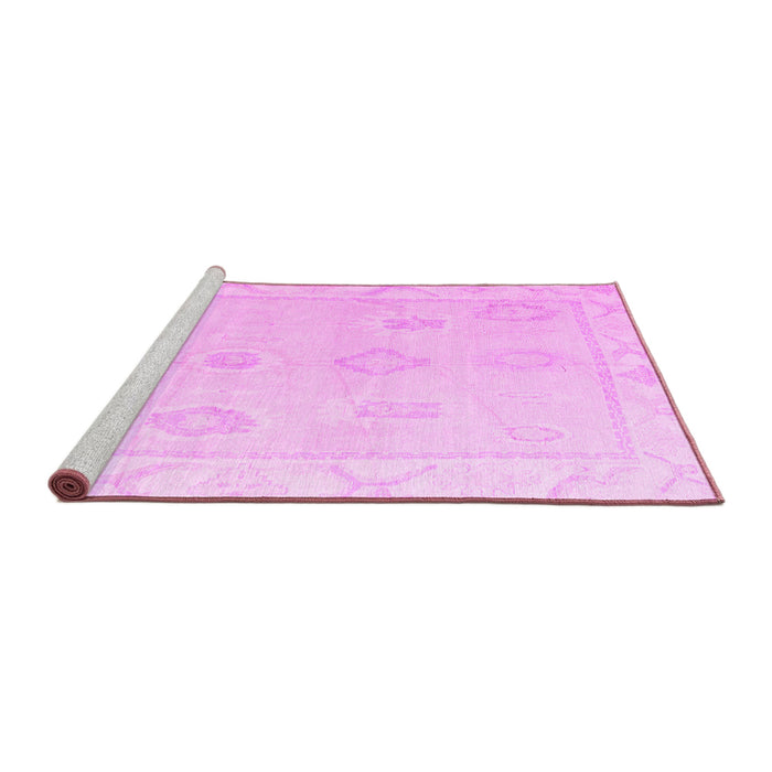 Sideview of Machine Washable Oriental Pink Traditional Rug, wshabs4337pnk