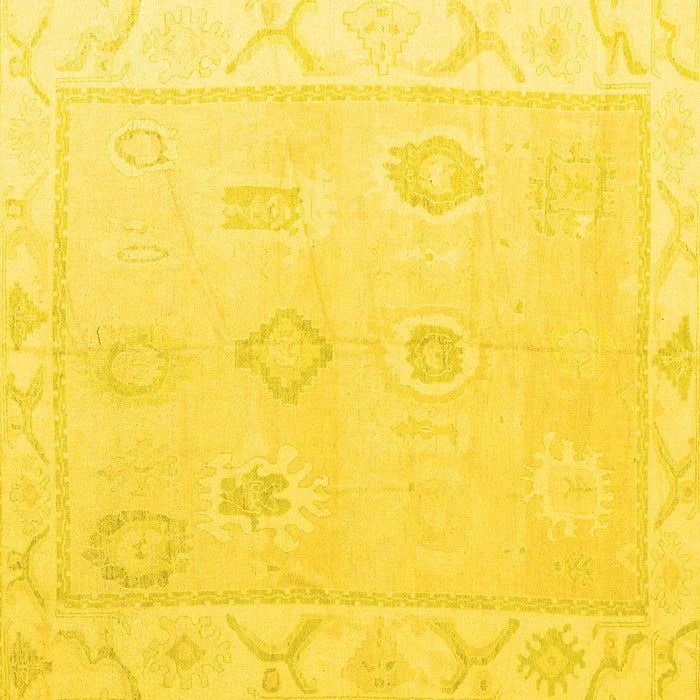 Square Machine Washable Oriental Yellow Traditional Rug, wshabs4337yw